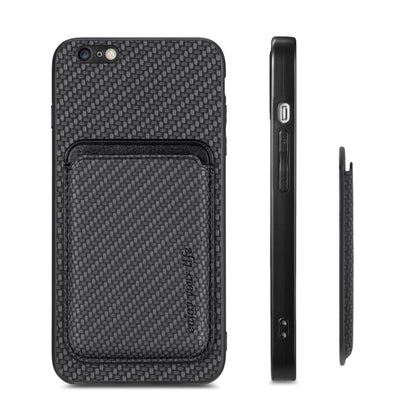 For iPhone 6 / 6s Carbon Fiber Leather Card Magsafe Magnetic Phone Case(Black) - More iPhone Cases by buy2fix | Online Shopping UK | buy2fix