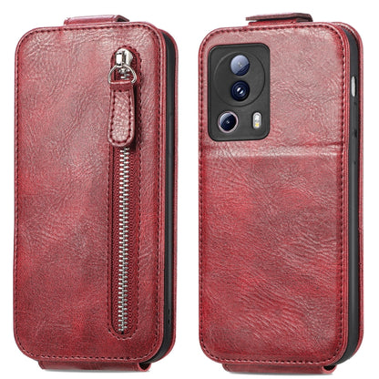 For Xiaomi 13 Lite Zipper Wallet Vertical Flip Leather Phone Case(Red) - 13 Lite Cases by buy2fix | Online Shopping UK | buy2fix