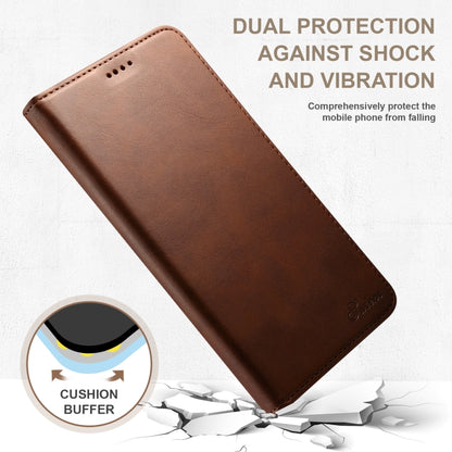 For Samsung Galaxy S24 Ultra 5G Suteni Calf Texture Horizontal Flip Leather Phone Case(Brown) - Galaxy S24 Ultra 5G Cases by Suteni | Online Shopping UK | buy2fix