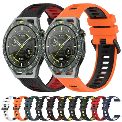 For Huawei Watch Buds 22mm Sports Two-Color Silicone Watch Band(Black+Yellow) - Watch Bands by buy2fix | Online Shopping UK | buy2fix