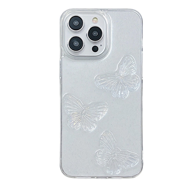 For iPhone 16 Pro Max Clear Crystal Butterflies TPU Phone Case(Transparent) - iPhone 16 Pro Max Cases by buy2fix | Online Shopping UK | buy2fix