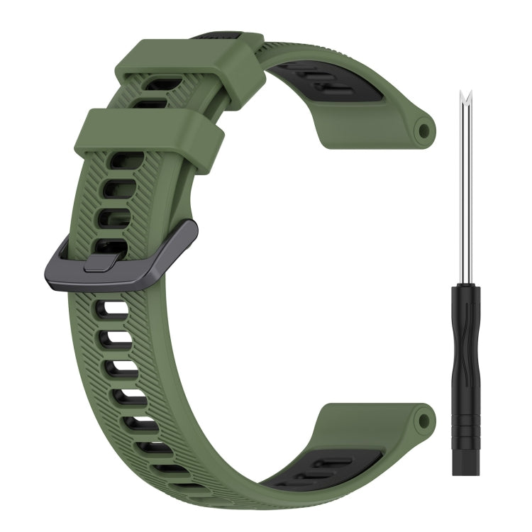 For Garmin Forerunner 935 Sports Two-Color Silicone Watch Band(Army Green+Black) - Watch Bands by buy2fix | Online Shopping UK | buy2fix