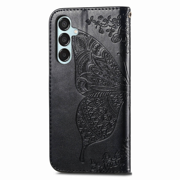 For Samsung Galaxy M15 Butterfly Love Flower Embossed Leather Phone Case(Black) - Galaxy Phone Cases by buy2fix | Online Shopping UK | buy2fix