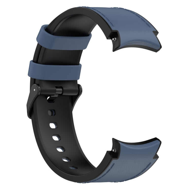 For Samsung Galaxy Watch 6 Silicone Leather Black Buckle Watch Band(Midnight Blue) - Watch Bands by buy2fix | Online Shopping UK | buy2fix