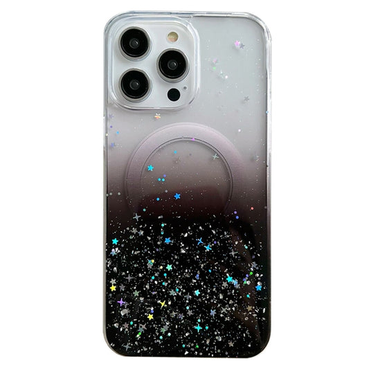 For iPhone 13 Pro Max MagSafe Glitter Hybrid Clear TPU Phone Case(Black) - iPhone 13 Pro Max Cases by buy2fix | Online Shopping UK | buy2fix