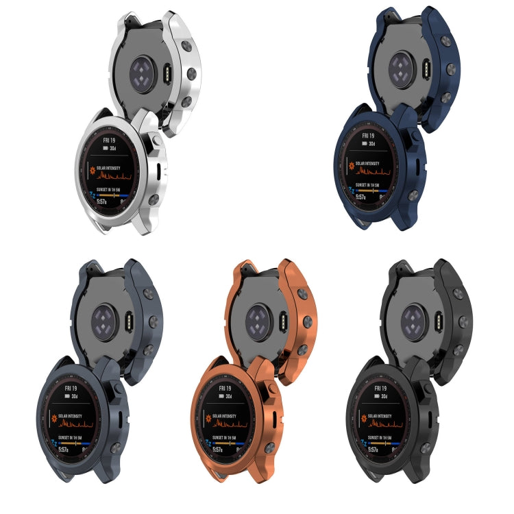 For Garmin Fenix 7X Pro Half Package Electroplated TPU Watch Protective Case(Black) - Watch Cases by buy2fix | Online Shopping UK | buy2fix