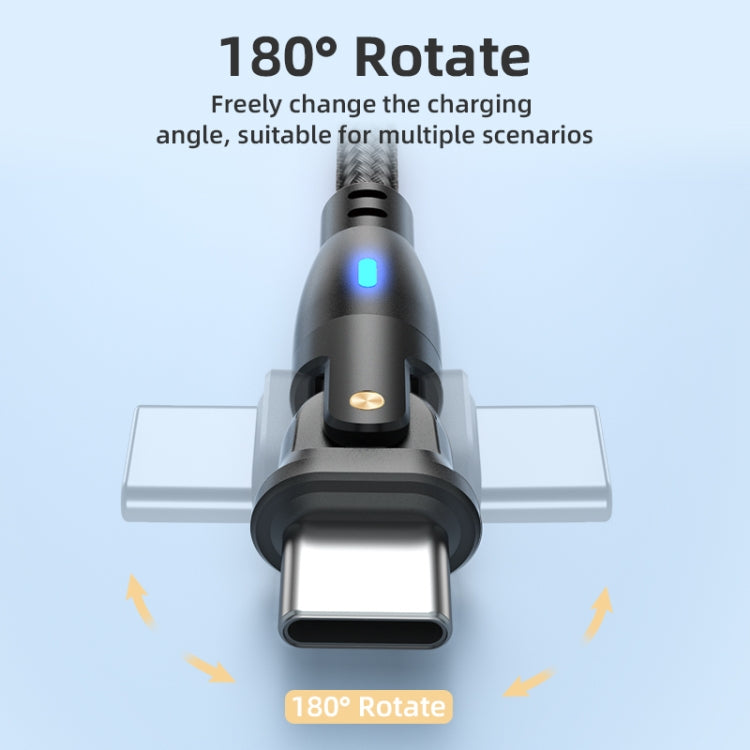 ENKAY 180 Degrees Rotating USB to Type-C 3A Fast Charging Data Cable with LED Light, Length:2m(Black) - USB-C & Type-C Cable by ENKAY | Online Shopping UK | buy2fix