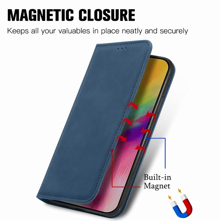 For iPhone 16 Retro Skin Feel Magnetic Flip Leather Phone Case(Blue) - iPhone 16 Cases by buy2fix | Online Shopping UK | buy2fix