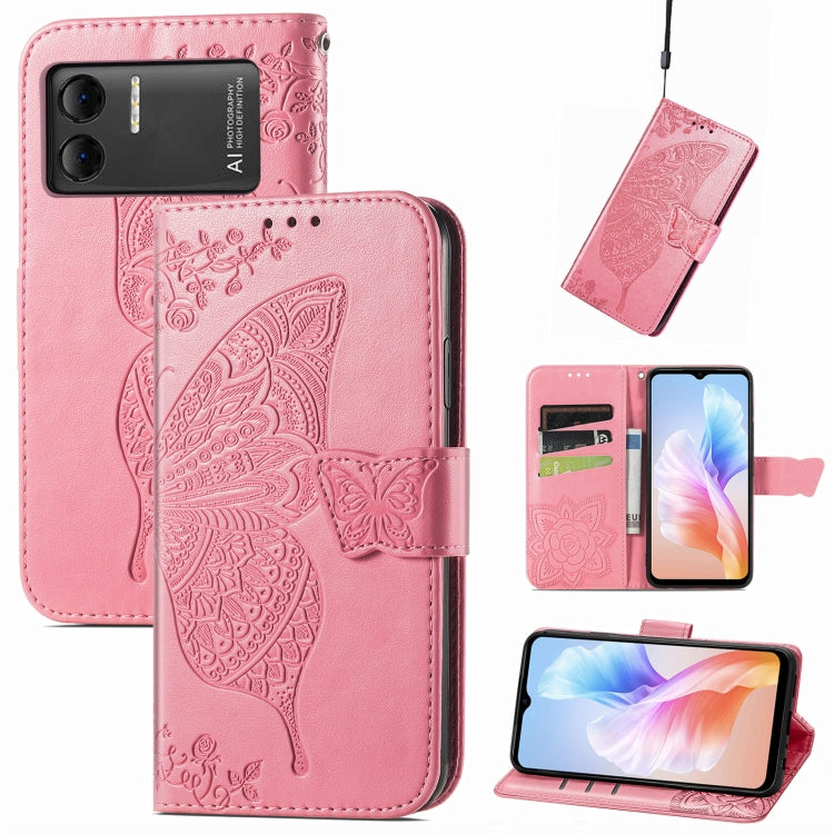 For DOOGEE X98 Pro / X98 Butterfly Love Flower Embossed Leather Phone Case(Pink) - Doogee Cases by buy2fix | Online Shopping UK | buy2fix