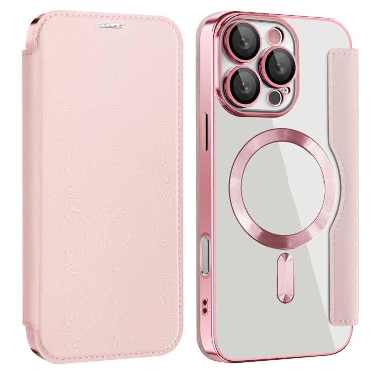 For iPhone 16 Pro Max Magnetic MagSafe RFID Anti-theft Leather Phone Case(Pink) - iPhone 16 Pro Max Cases by buy2fix | Online Shopping UK | buy2fix