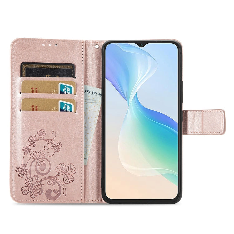 For Blackview Oscal C30 Pro Four-leaf Clasp Embossed Buckle Leather Phone Case(Rose Gold) - More Brand by buy2fix | Online Shopping UK | buy2fix