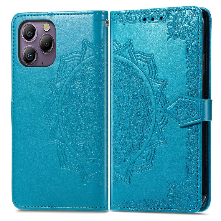 For Blackview A96 Mandala Flower Embossed Leather Phone Case(Blue) - More Brand by buy2fix | Online Shopping UK | buy2fix