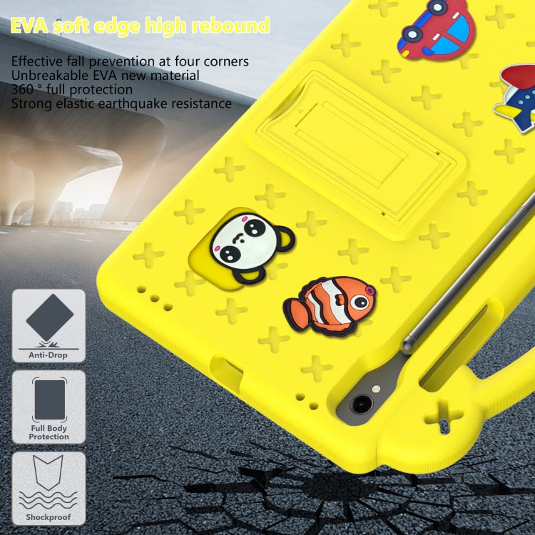 For Samsung Galaxy Tab S9 X710/X716B Handle Kickstand Children EVA Shockproof Tablet Case(Yellow) - Galaxy Tab S9 Cases by buy2fix | Online Shopping UK | buy2fix