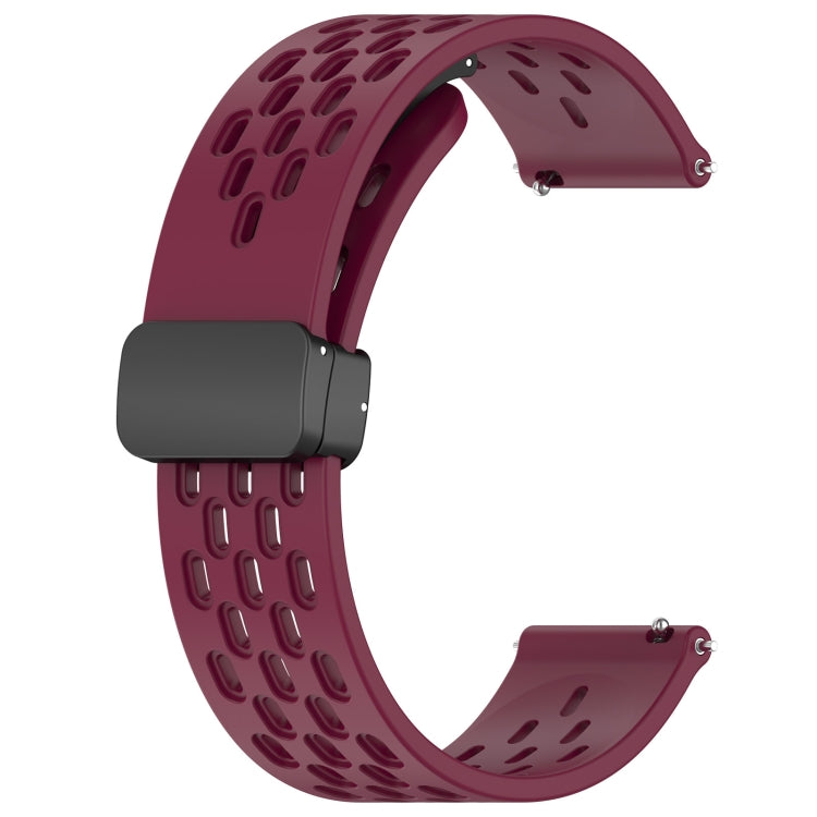 For Amazfit GTS 4 20mm Folding Magnetic Clasp Silicone Watch Band(Burgundy) - Watch Bands by buy2fix | Online Shopping UK | buy2fix