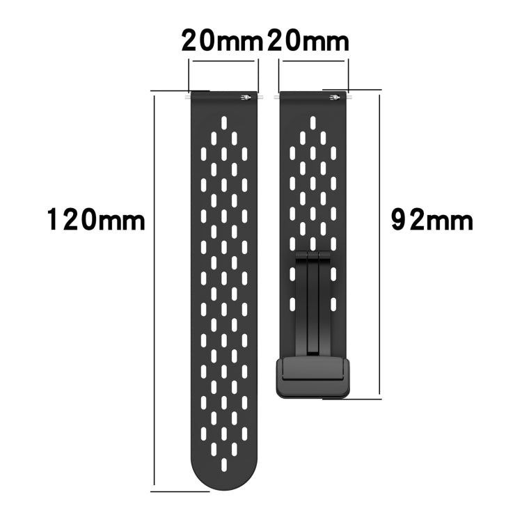 For Amazfit GTS 2 Mini 20mm Folding Magnetic Clasp Silicone Watch Band(Black) - Watch Bands by buy2fix | Online Shopping UK | buy2fix