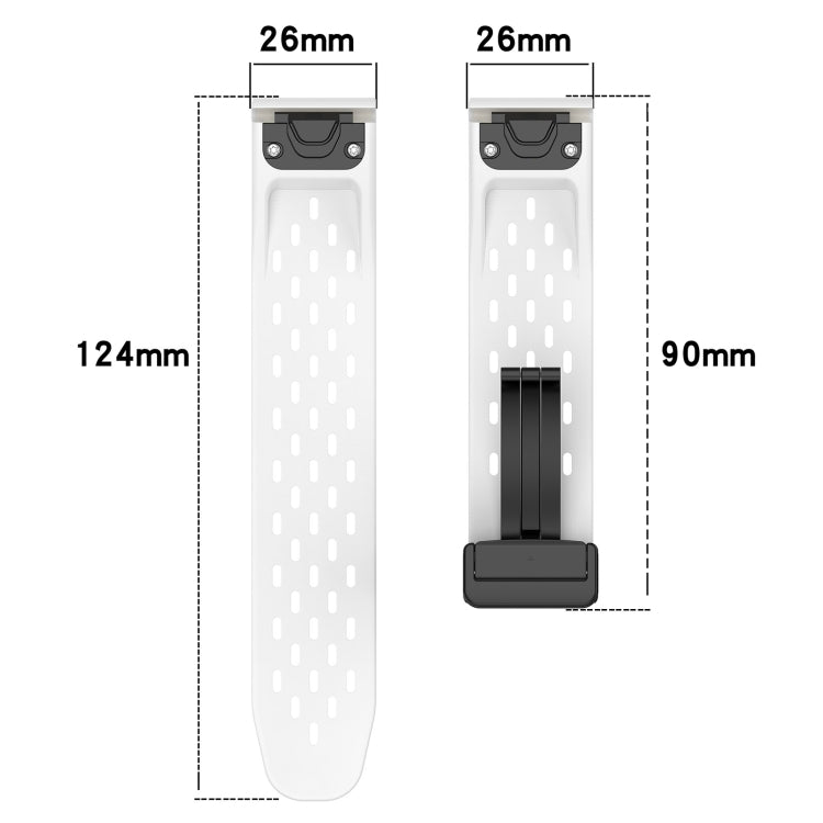 For Garmin Tactix 7 / Tactix DELTA Quick Release Holes Magnetic Buckle Silicone Watch Band(White) - Watch Bands by buy2fix | Online Shopping UK | buy2fix