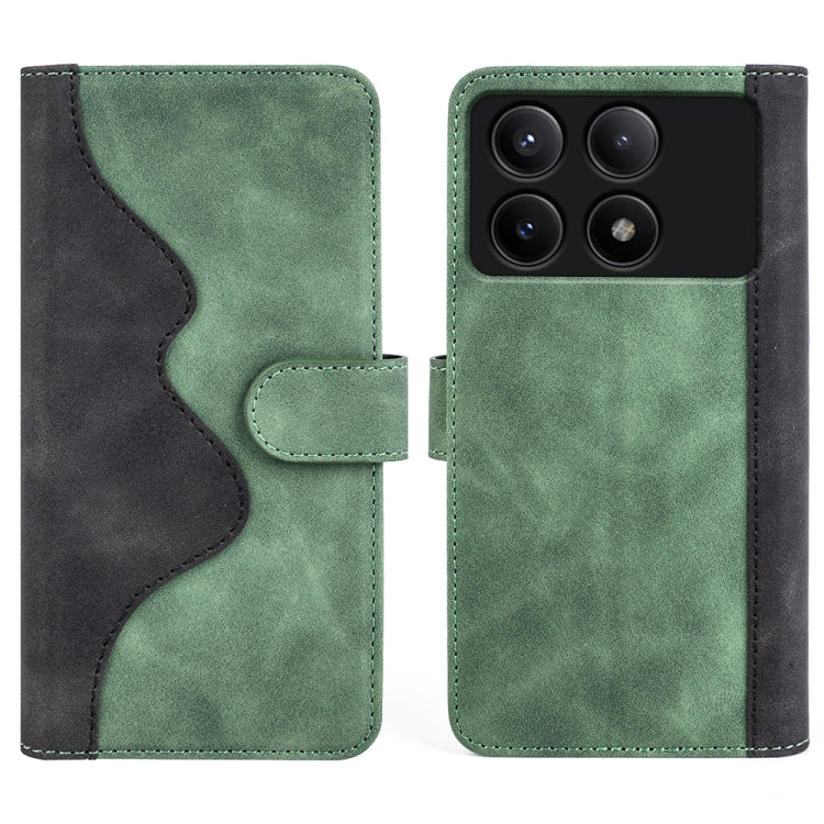 For Xiaomi Redmi K70E Stitching Horizontal Flip Leather Phone Case(Green) - K70E Cases by buy2fix | Online Shopping UK | buy2fix