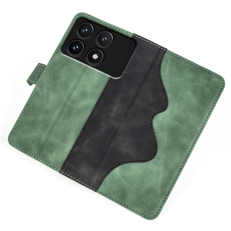 For Xiaomi Redmi K70 Stitching Horizontal Flip Leather Phone Case(Green) - K70 Cases by buy2fix | Online Shopping UK | buy2fix