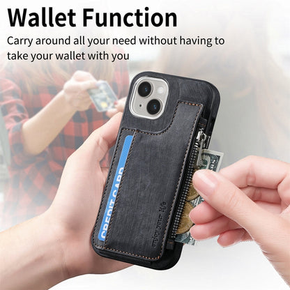 For iPhone 15 Magsafe Zipper RFID Wallet All-inclusive Shockrpoof Phone Case(Black) - iPhone 15 Cases by buy2fix | Online Shopping UK | buy2fix