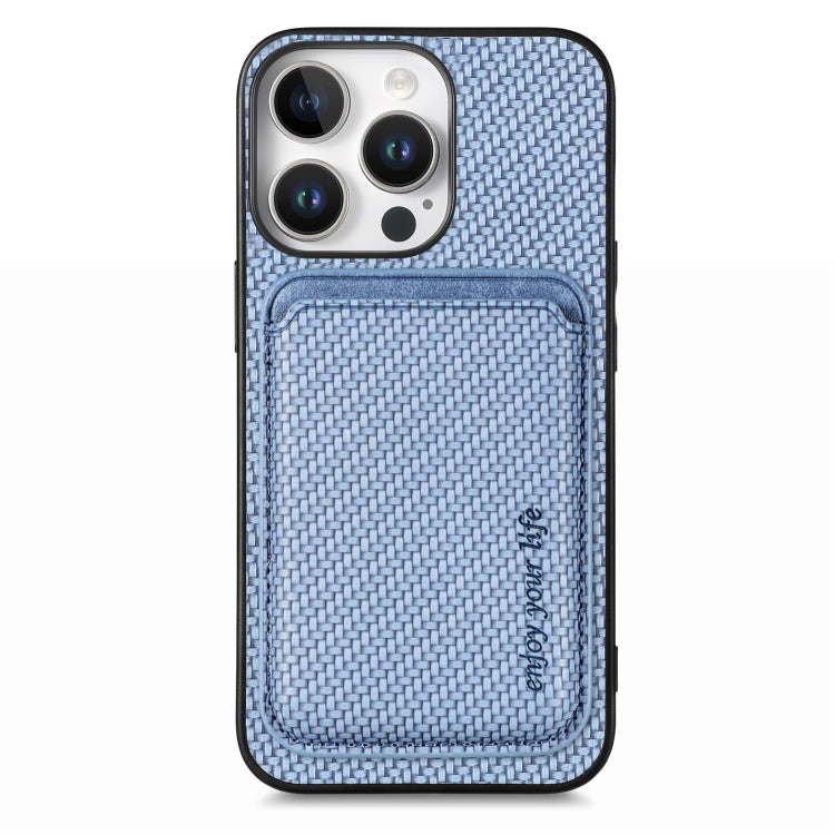 For iPhone 16 Pro Max Carbon Fiber Leather Card Magsafe Phone Case(Blue) - iPhone 16 Pro Max Cases by buy2fix | Online Shopping UK | buy2fix