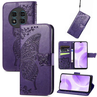 For Ulefone Note 15 Butterfly Love Flower Embossed Leather Phone Case(Purple) - Ulefone Cases by buy2fix | Online Shopping UK | buy2fix
