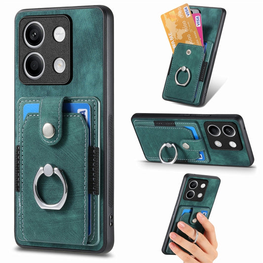 For Xiaomi Redmi Note 13 4G Retro Skin-feel Ring Card Wallet Phone Case(Green) - Note 13 Cases by buy2fix | Online Shopping UK | buy2fix