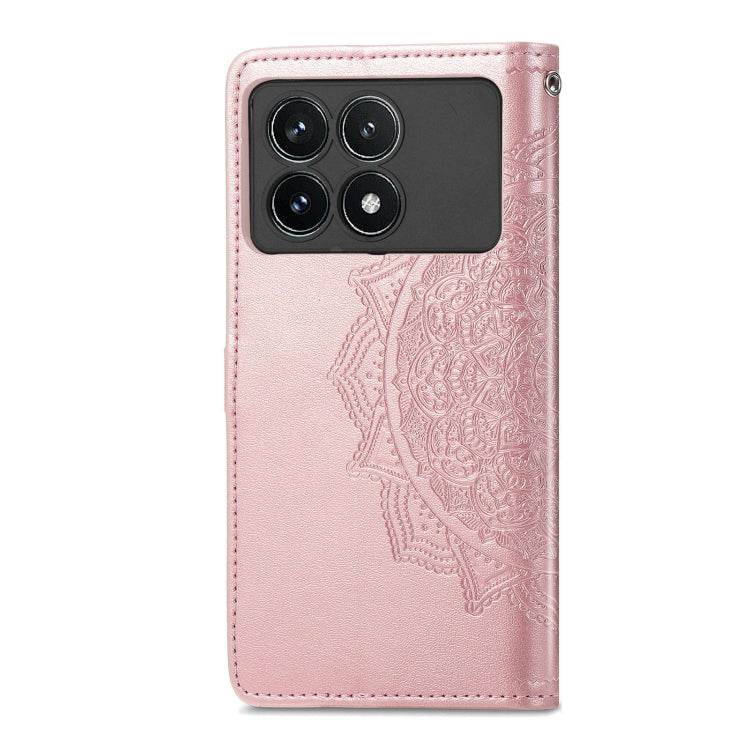 For Xiaomi Redmi K70 Pro Mandala Flower Embossed Leather Phone Case(Rose Gold) - K70 Pro Cases by buy2fix | Online Shopping UK | buy2fix