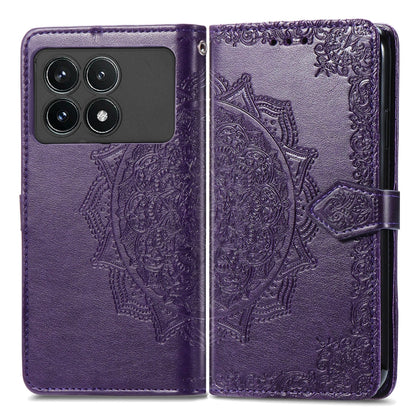 For Xiaomi Redmi K70 Pro Mandala Flower Embossed Leather Phone Case(Purple) - K70 Pro Cases by buy2fix | Online Shopping UK | buy2fix