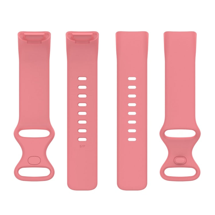 For Fitbit Charge 6 Solid Color Butterfly Buckle Silicone Watch Band, Size:L Size(Pink) - Watch Bands by buy2fix | Online Shopping UK | buy2fix