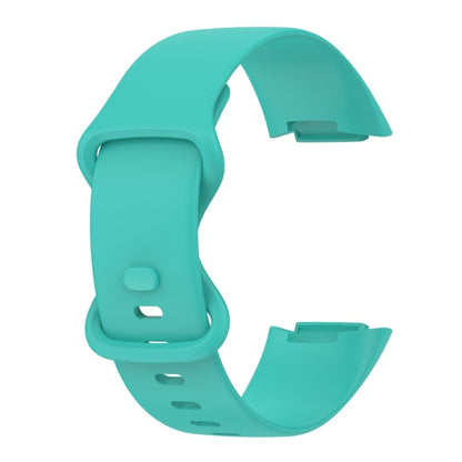 For Fitbit Charge 6 Solid Color Butterfly Buckle Silicone Watch Band, Size:S Size(Teal Green) - Watch Bands by buy2fix | Online Shopping UK | buy2fix