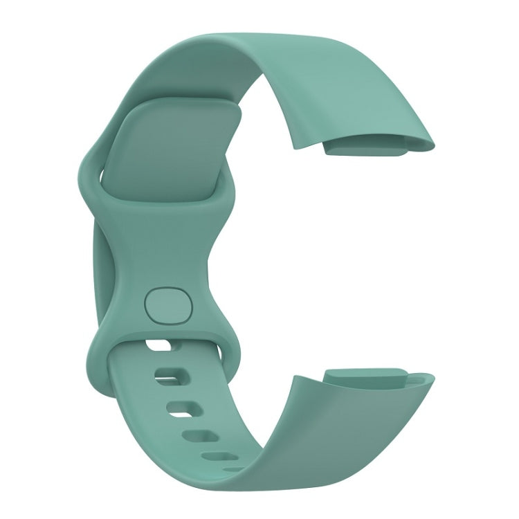 For Fitbit Charge 6 Solid Color Butterfly Buckle Silicone Watch Band, Size:S Size(Pine Green) - Watch Bands by buy2fix | Online Shopping UK | buy2fix