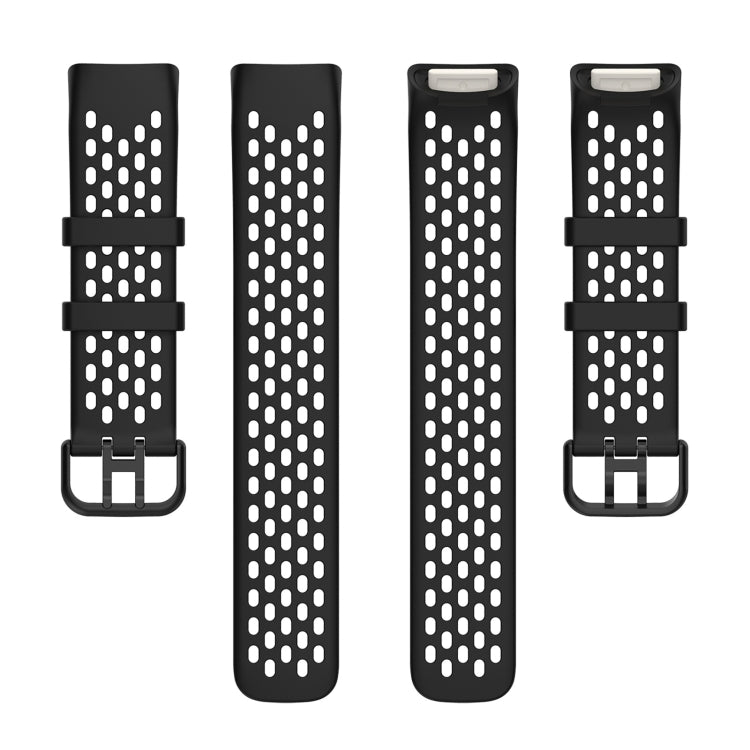 For Fitbit Charge 6 Solid Color Breathable Sports Silicone Watch Band(Black) - Watch Bands by buy2fix | Online Shopping UK | buy2fix