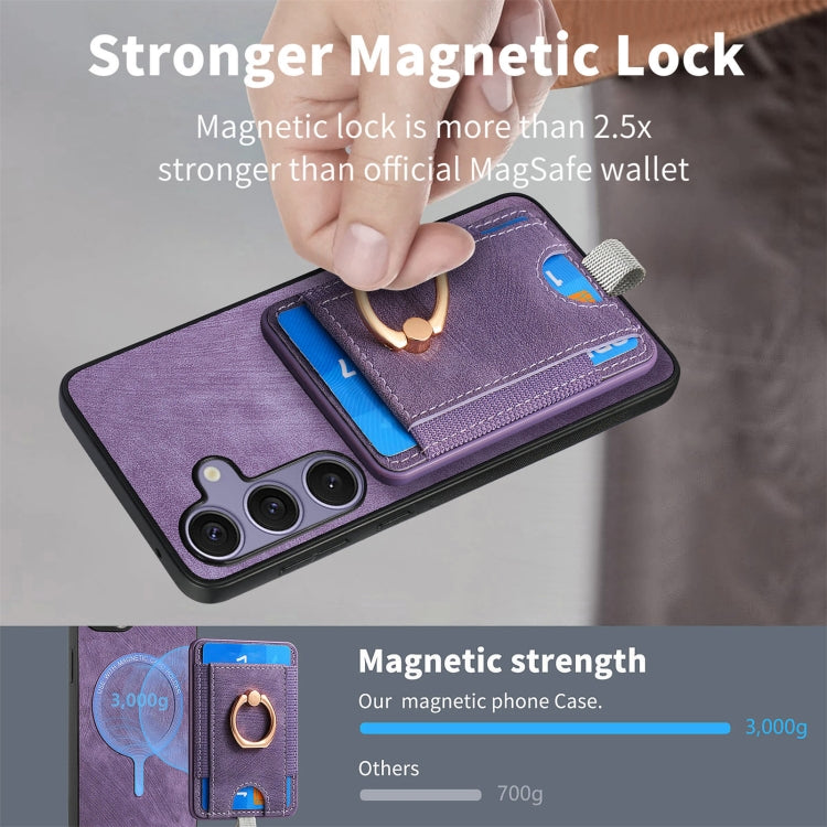 For Samsung Galaxy S25 Ultra 5G Retro Splitable Magnetic Card Bag Leather Phone Case(Purple) - Galaxy Phone Cases by buy2fix | Online Shopping UK | buy2fix