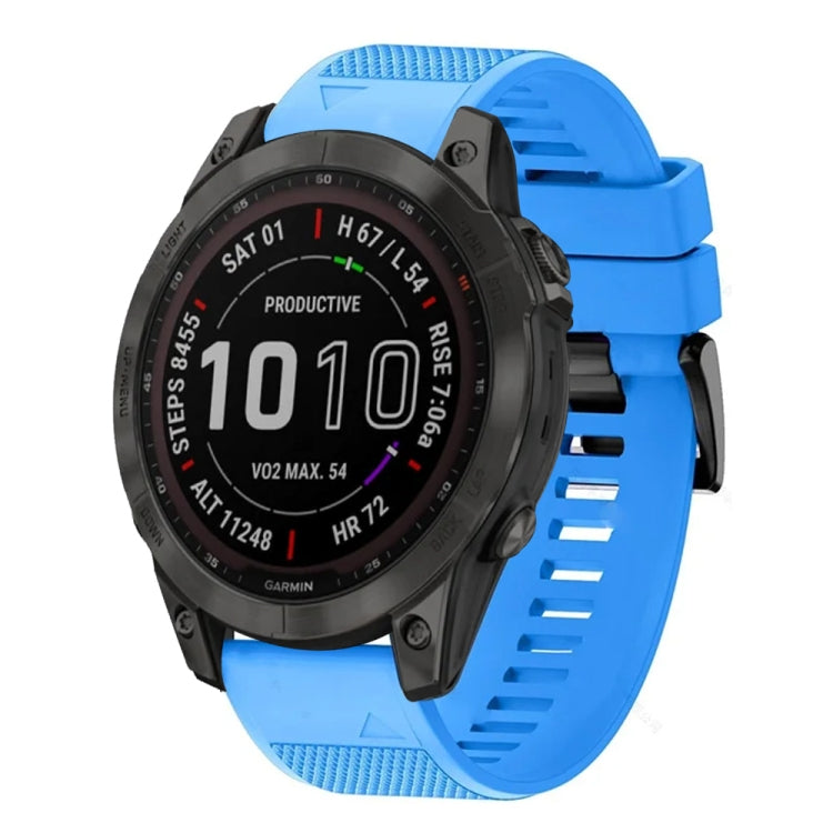 For Garmin Fenix 7 Sapphire Solar 22mm Quick Release Silicone Watch Band(Sky Blue) - Watch Bands by buy2fix | Online Shopping UK | buy2fix