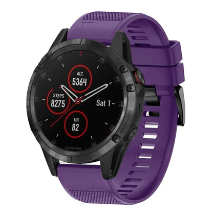 For Garmin Fenix 5 22mm Quick Release Silicone Watch Band(Purple) - Watch Bands by buy2fix | Online Shopping UK | buy2fix