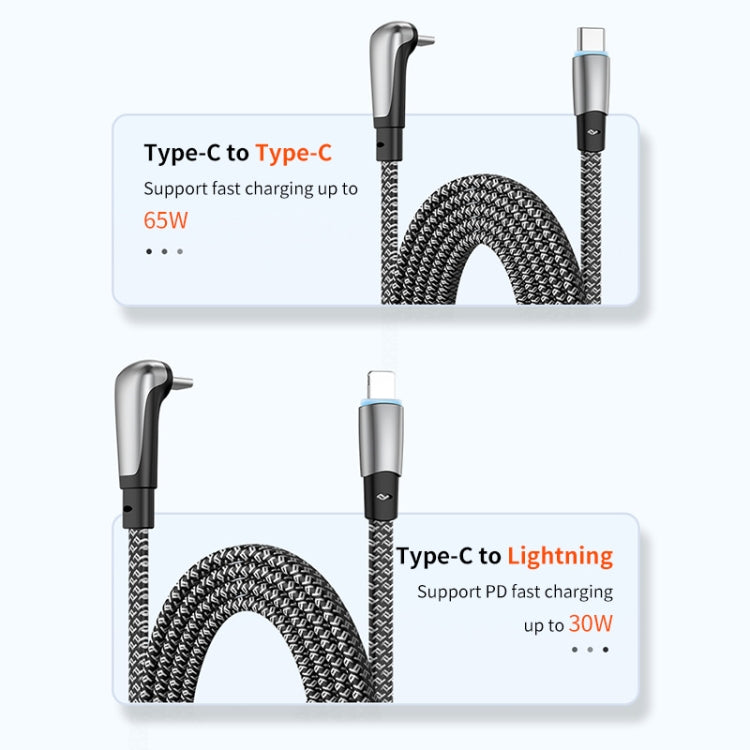 ENKAY PD65W Elbow Type-C to Type-C Fast Charging Data Braid Cable with Indicator Light, Length:1.2m - USB-C & Type-C Cable by ENKAY | Online Shopping UK | buy2fix
