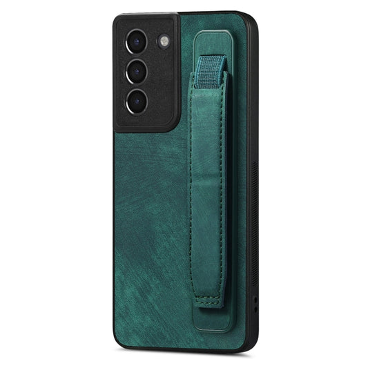 For Samsung Galaxy S21 5G Retro Wristband Holder Leather Back Phone Case(Green) - Galaxy S21 5G Cases by buy2fix | Online Shopping UK | buy2fix