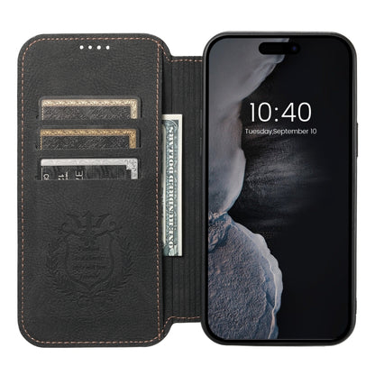 For iPhone 15 Pro Suteni J06 Retro Matte Litchi Texture Leather Magnetic Magsafe Phone Case(Black) - iPhone 15 Pro Cases by Suteni | Online Shopping UK | buy2fix