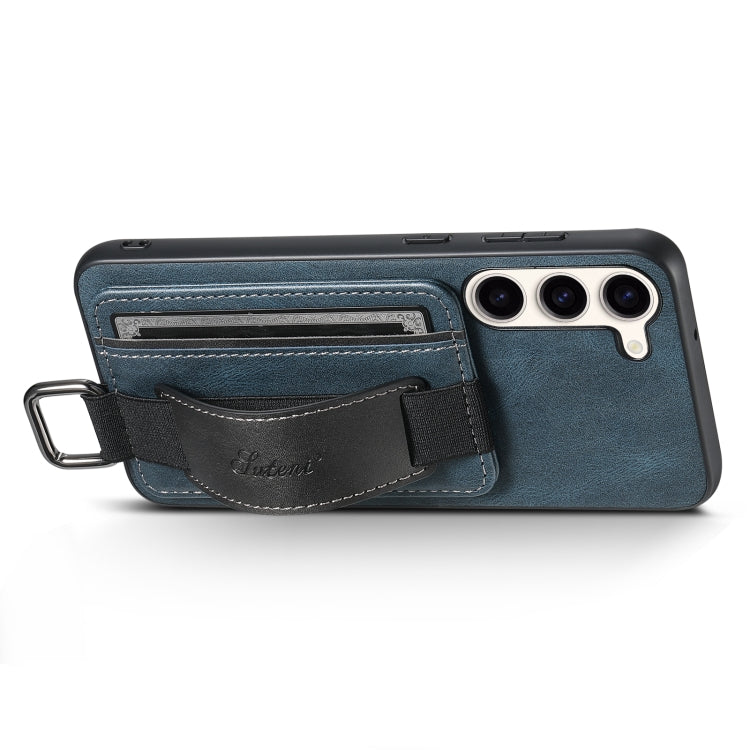 For Samsung Galaxy S24+  5G Suteni H13 Card Wallet Wrist Strap Holder PU Phone Case(Blue) - Galaxy S24+ 5G Cases by Suteni | Online Shopping UK | buy2fix