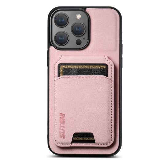 For iPhone 16 Pro Max Suteni H02 Litchi Leather Card Wallet Stand Back Phone Case(Pink) - iPhone 16 Pro Max Cases by Suteni | Online Shopping UK | buy2fix