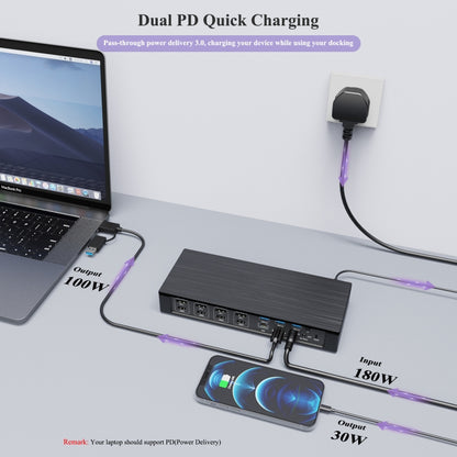 WAVLINK UG69PD10 1 to 4 Screens 4K/5K AV Transfer USB-C to HD Type-C Docking Station Hub, Plug:US Plug - USB HUB by WAVLINK | Online Shopping UK | buy2fix