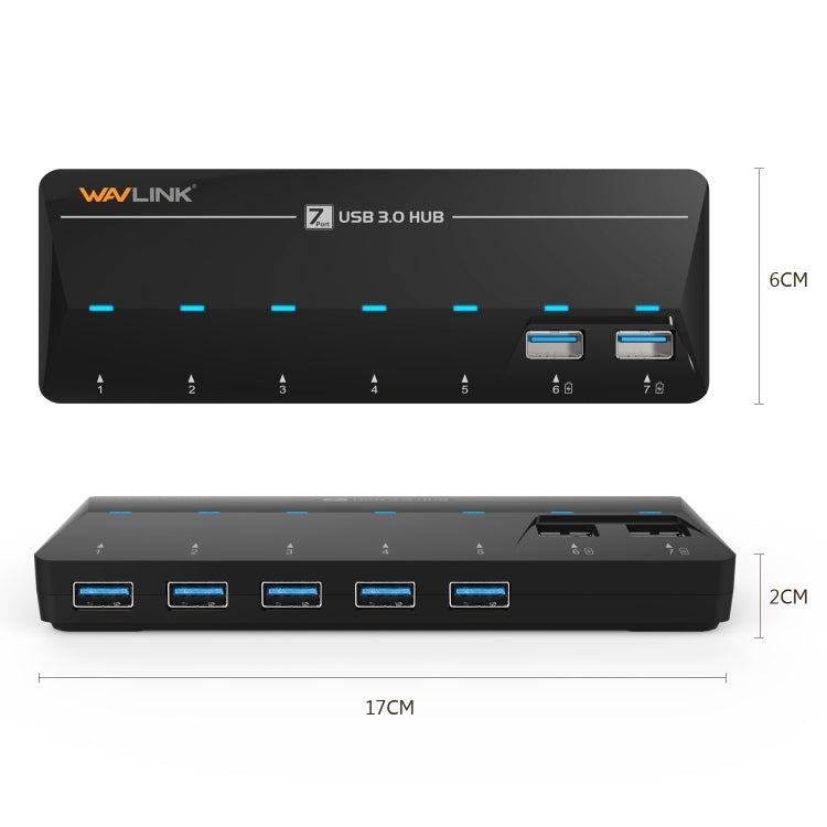 WAVLINK WL-UH3073D USB3.0 HUB Adapter 7-Port Docking Station with Individual Switch(UK Plug) - USB 3.0 HUB by WAVLINK | Online Shopping UK | buy2fix