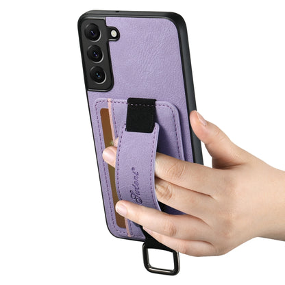 For Samsung Galaxy S24+ 5G Suteni H13 Litchi Leather Wrist Strap Wallet Back Phone Case(Purple) - Galaxy S24+ 5G Cases by Suteni | Online Shopping UK | buy2fix