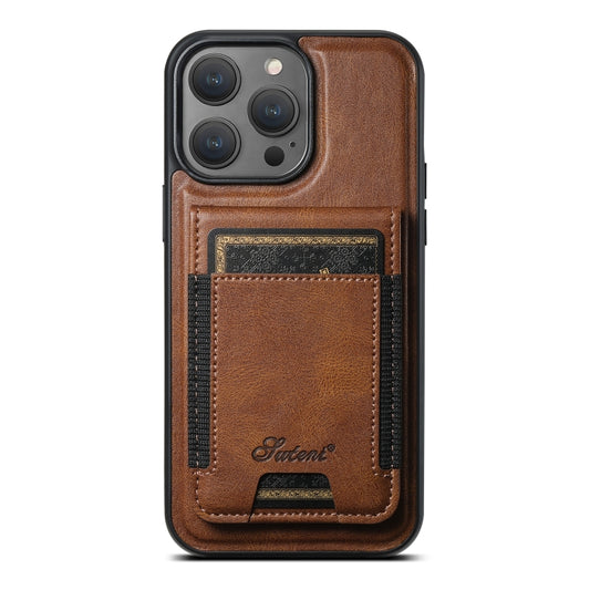 For iPhone 14 Pro Max Suteni H17 Oil Eax Leather MagSafe Detachable Wallet Phone Case(Brown) - iPhone 14 Pro Max Cases by Suteni | Online Shopping UK | buy2fix