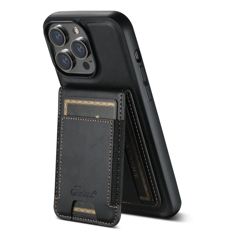 For iPhone 13 Pro Max Suteni H17 Oil Eax Leather MagSafe Detachable Wallet Phone Case(Black) - iPhone 13 Pro Max Cases by Suteni | Online Shopping UK | buy2fix