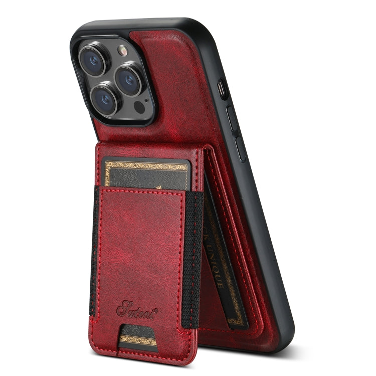 For iPhone 13 Pro Max Suteni H17 Oil Eax Leather MagSafe Detachable Wallet Phone Case(Red) - iPhone 13 Pro Max Cases by Suteni | Online Shopping UK | buy2fix
