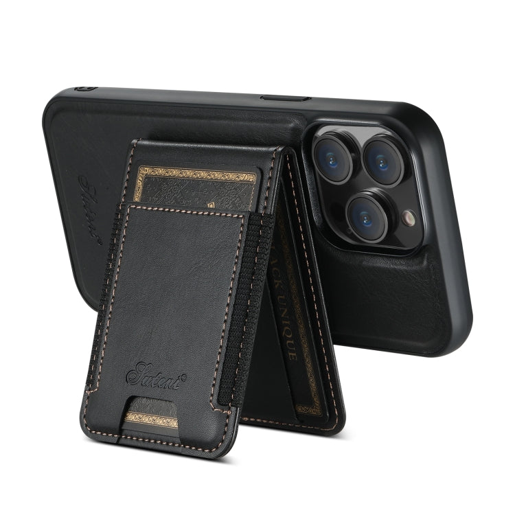 For iPhone 13 Suteni H17 Oil Eax Leather MagSafe Detachable Wallet Phone Case(Black) - iPhone 13 Cases by Suteni | Online Shopping UK | buy2fix