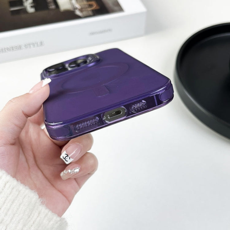 For iPhone 13 Pro MagSafe Lens Holder PC Hybrid TPU Phone Case(Purple) - iPhone 13 Pro Cases by buy2fix | Online Shopping UK | buy2fix