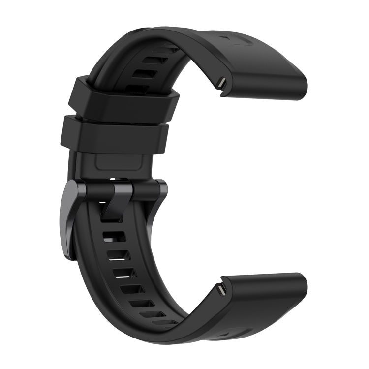 For Garmin Quatix 7 Pro Solid Color Black Buckle Silicone Quick Release Watch Band(Black) - Watch Bands by buy2fix | Online Shopping UK | buy2fix