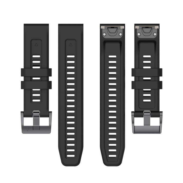 For Garmin Quatix 7 Pro Solid Color Black Buckle Silicone Quick Release Watch Band(Black) - Watch Bands by buy2fix | Online Shopping UK | buy2fix